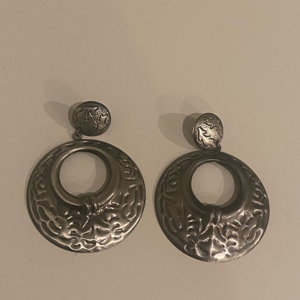 Vintage Dark gray muted hoop earrings